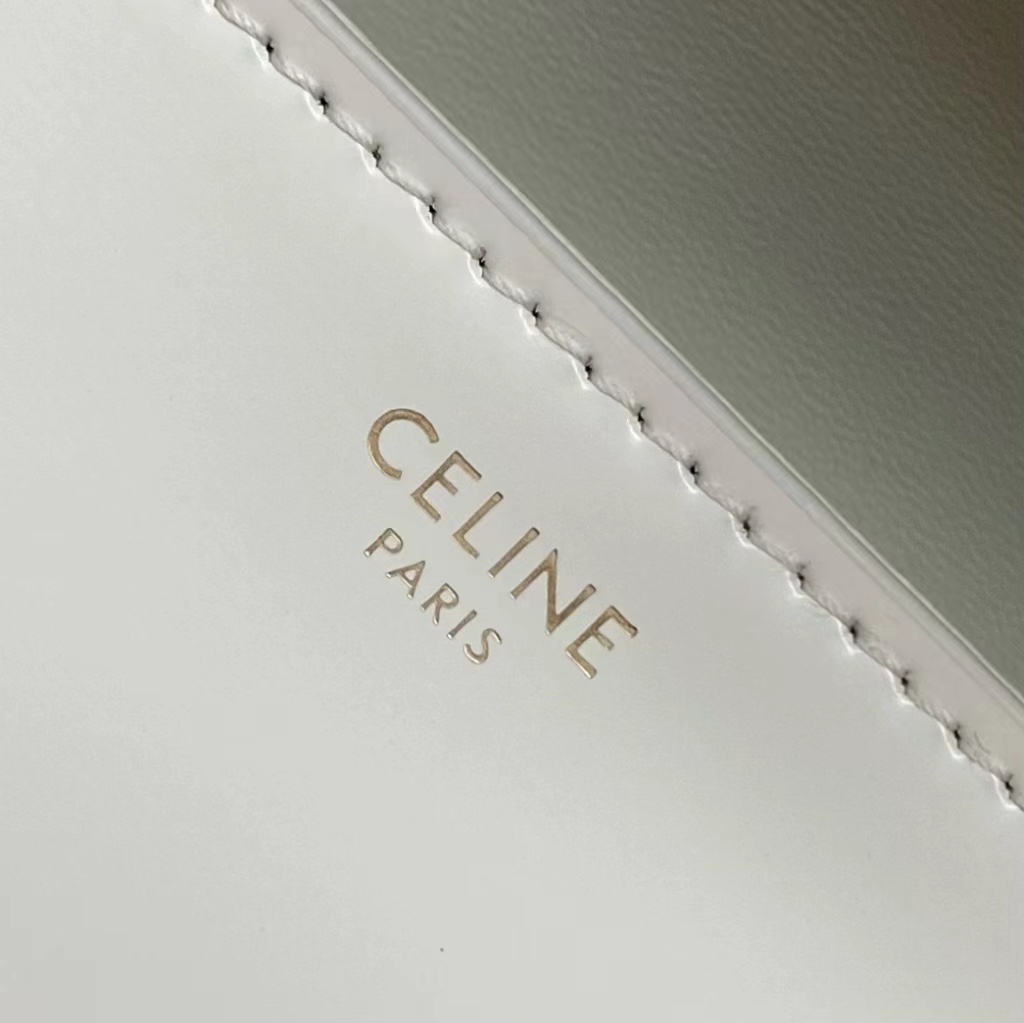 Celine Chain Shoulder Bag Claude In Shiny Calfskin White/Gold 197992